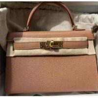 Hermes Women Mini Kelly 20 Bag in Togo Leather with Gold Hardware-Brown (6)