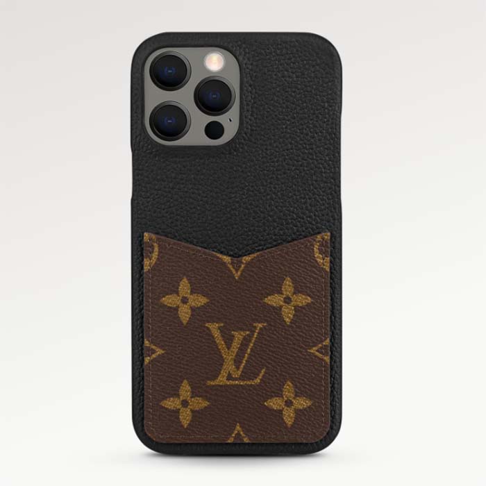 Louis Vuitton LV Unisex Bumper Pallas Iphone 13 Pro Max Black Calf Leather