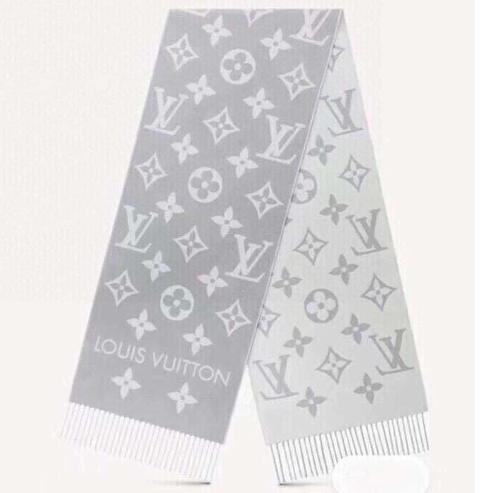 Louis Vuitton LV Unisex Essential Scarf Grey Wool Jacquard Weave Monogram Pattern