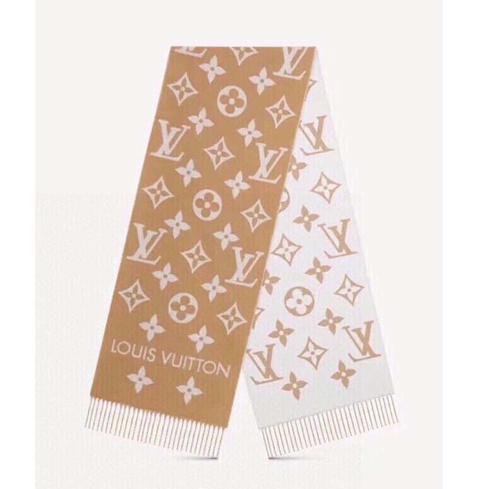 Louis Vuitton LV Unisex Essential Scarf Sandy Wool Contrasting Monogram Motif Signature