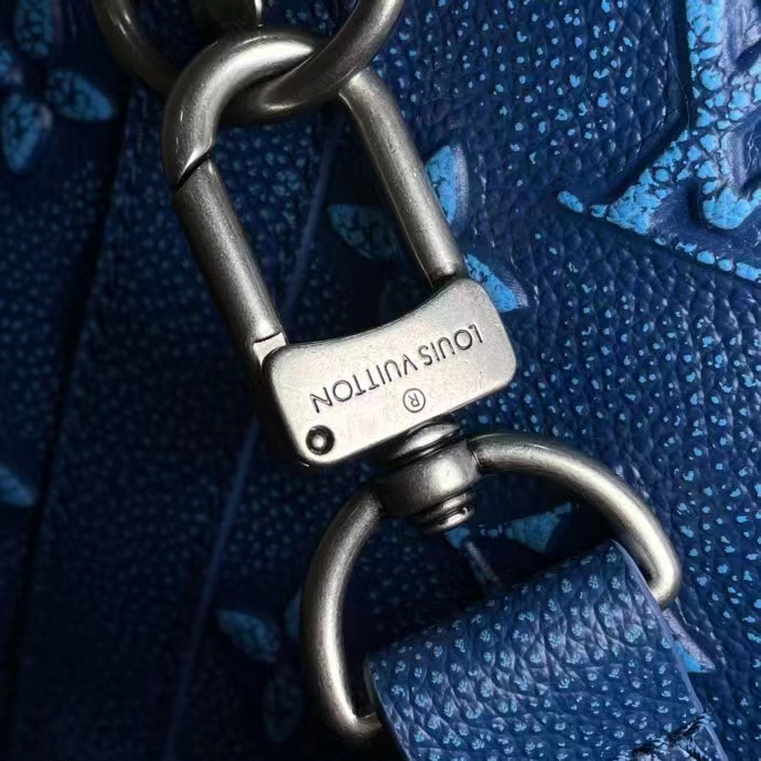 Louis Vuitton LV Unisex Keepall Bandoulière 50 Weekend Bag Denim Blue Cowhide Leather (11)