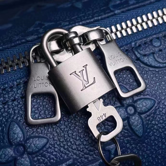 Louis Vuitton LV Unisex Keepall Bandoulière 50 Weekend Bag Denim Blue Cowhide Leather (4)