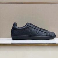 Louis Vuitton LV Unisex Luxembourg Sneaker Monogram Embossed Grained Calf Leather Black Rubber (11)