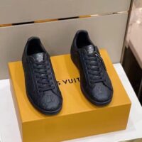 Louis Vuitton LV Unisex Luxembourg Sneaker Monogram Embossed Grained Calf Leather Black Rubber (11)