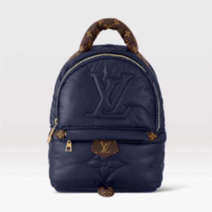 Louis Vuitton LV Unisex Pillow Palm Springs Mini Backpack Navy Blue Recycled Metallic Nylon