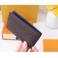 Louis Vuitton LV Unisex Pocket Organizer Acajou Navy Blue Taiga Cowhide Leather (1)