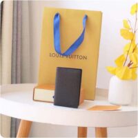 Louis Vuitton LV Unisex Pocket Organizer Acajou Navy Blue Taiga Cowhide Leather (1)