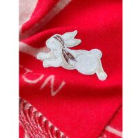 Louis Vuitton LV Unisex Precious Rabbit Reykjavik Scarf Red Cashmere Monogram Flowers (1)