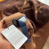 Louis Vuitton LV Unisex Reykjavik Scarf Dark Brown Cashmere Jacquard Weave Oversized Monogram (1)