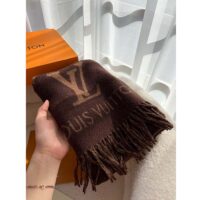 Louis Vuitton LV Unisex Reykjavik Scarf Dark Brown Cashmere Jacquard Weave Oversized Monogram (1)