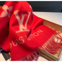 Louis Vuitton LV Unisex Reykjavik Scarf Red Cashmere Jacquard Weave Reinterpreted Monogram Flowers (2)