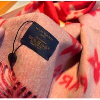 Louis Vuitton LV Unisex Reykjavik Scarf Red Cashmere Jacquard Weave Reinterpreted Monogram Flowers (2)