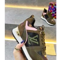 Louis Vuitton LV Unisex Run Away Sneaker Khaki Green Suede Calf Leather Monogram (3)