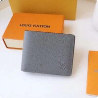 Louis Vuitton LV Unisex Slender Wallet Embossed Taiga Leather Glacier Black Cowhide (4)