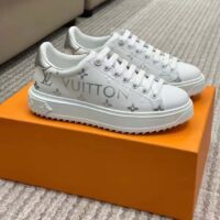 Louis Vuitton LV Unisex Time Out Sneaker Silver Monogram Debossed Calf Leather (6)