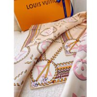 Louis Vuitton LV Women Braided Monogram Printed Scarf Beige Silk Monogram Pattern (16)