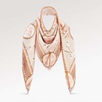 Louis Vuitton LV Women Braided Monogram Printed Scarf Beige Silk Monogram Pattern (16)