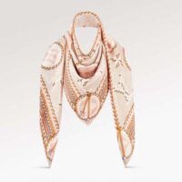 Louis Vuitton LV Women Braided Monogram Printed Scarf Beige Silk Monogram Pattern (16)