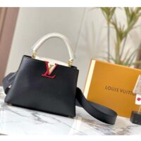 Louis Vuitton LV Women Capucines BB Black Greige Doux Scarlet Taurillon Leather