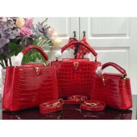 Louis Vuitton LV Women Capucines MM Handbag Red Crocodilien Brillant Savoir Faire (5)