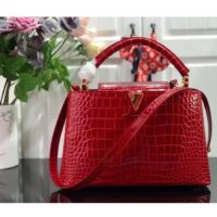 Louis Vuitton LV Women Capucines MM Handbag Red Crocodilien Brillant Savoir Faire (5)