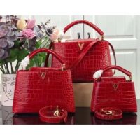 Louis Vuitton LV Women Capucines MM Handbag Red Crocodilien Brillant Savoir Faire (5)