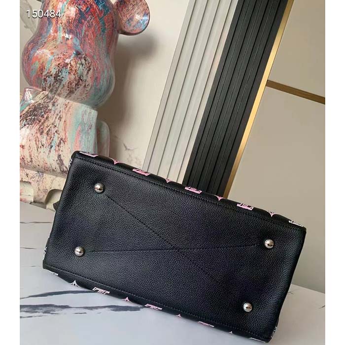 Louis Vuitton LV Women Carmel Hobo Bag Black Perforated Mahina Calf Leather (10)