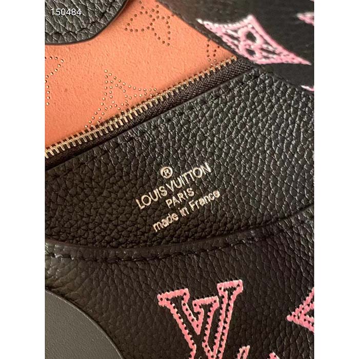 Louis Vuitton LV Women Carmel Hobo Bag Black Perforated Mahina Calf Leather (4)