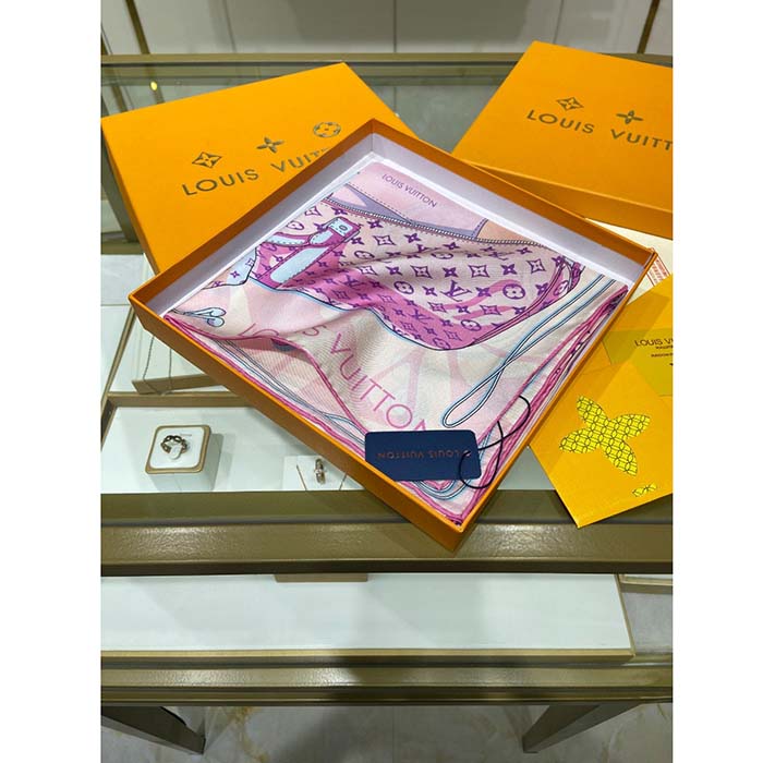 Louis Vuitton LV Women Kit 90 Square Sunrise Pastel Silk Print Monogram Pattern (3)
