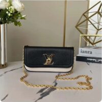 Louis Vuitton LV Women Lockme Tender Pochette Black Cream Grained Calf Leather (6)