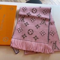 Louis Vuitton LV Women Logomania Scarf Ecru White Allover Monogram Pattern (1)