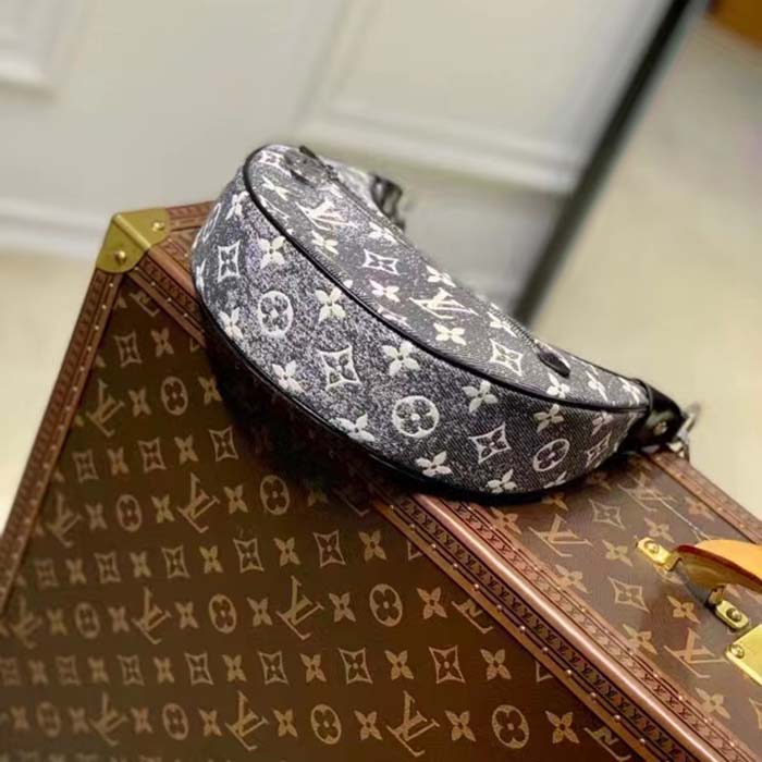 Louis Vuitton LV Women Loop PM Bag Gray Denim Textile Jacquard (10)