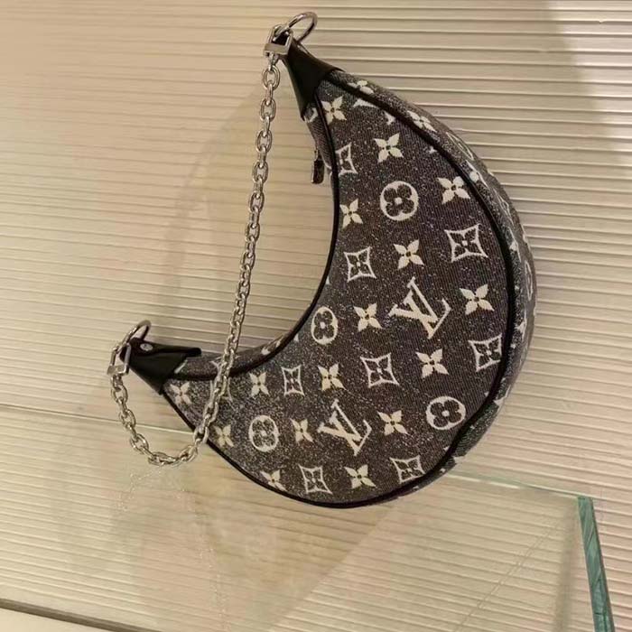 Louis Vuitton LV Women Loop PM Bag Gray Denim Textile Jacquard (13)