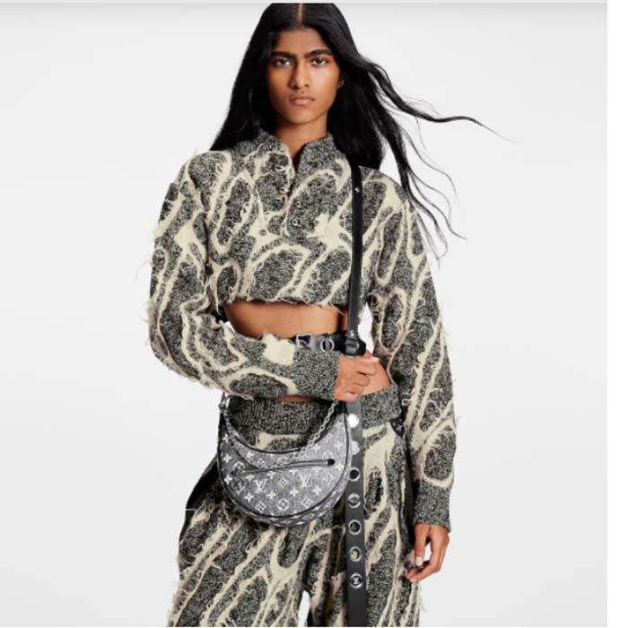 Louis Vuitton LV Women Loop PM Bag Gray Denim Textile Jacquard (2)