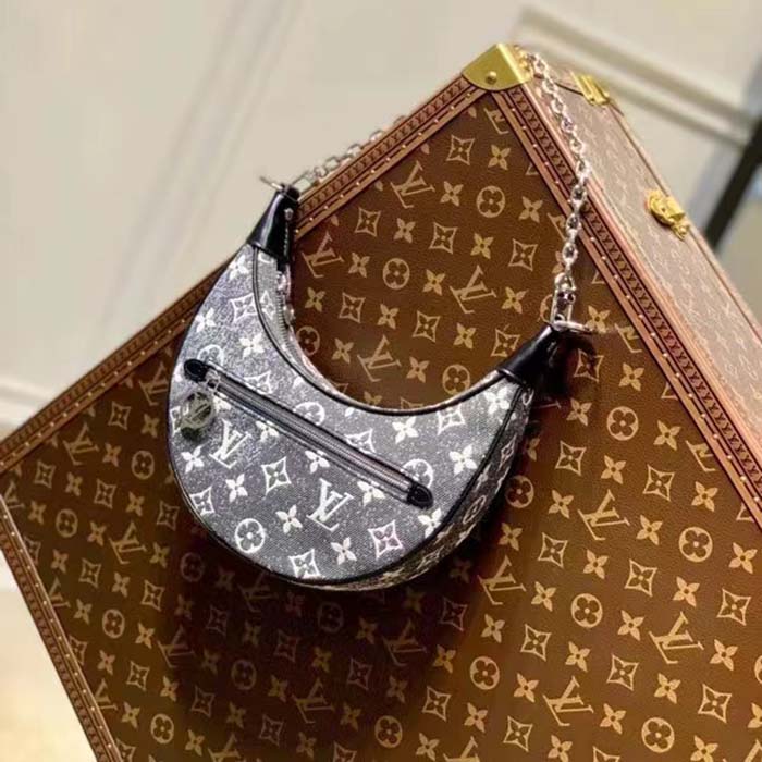 Louis Vuitton LV Women Loop PM Bag Gray Denim Textile Jacquard (4)