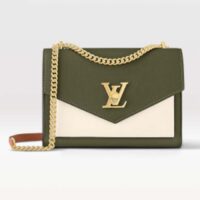 Louis Vuitton LV Women Mylockme Chain Bag Light Khaki Green Grained Calf Leather (5)