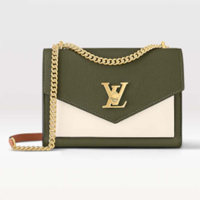 Louis Vuitton LV Women Mylockme Chain Bag Light Khaki Green Grained Calf Leather