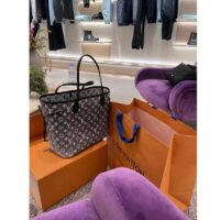 Louis Vuitton LV Women Neverfull MM Tote Gray Denim Textile Jacquard (3)