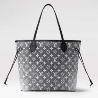 Louis Vuitton LV Women Neverfull MM Tote Gray Denim Textile Jacquard (3)