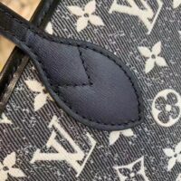 Louis Vuitton LV Women Neverfull MM Tote Gray Denim Textile Jacquard (3)