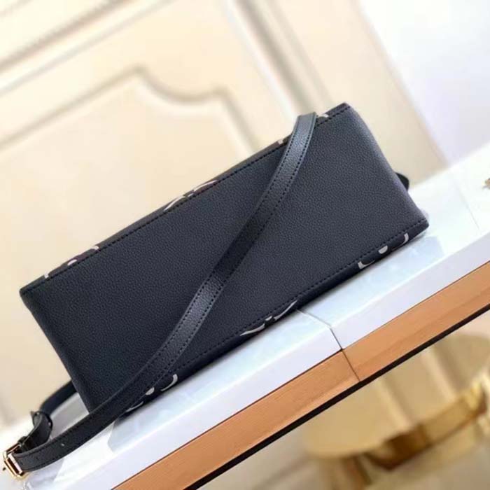 Louis Vuitton LV Women Petit Palais Handbag Noir Beige Embossed Grained Cowhide (4)