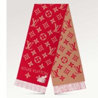 Louis Vuitton LV Women Precious Rabbit Essential Scarf Red Wool Jacquard Monogram (1)