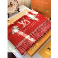 Louis Vuitton LV Women Precious Rabbit Essential Scarf Red Wool Jacquard Monogram (1)