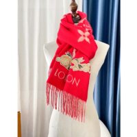 Louis Vuitton LV Women Precious Rabbit Essential Scarf Red Wool Jacquard Monogram (1)