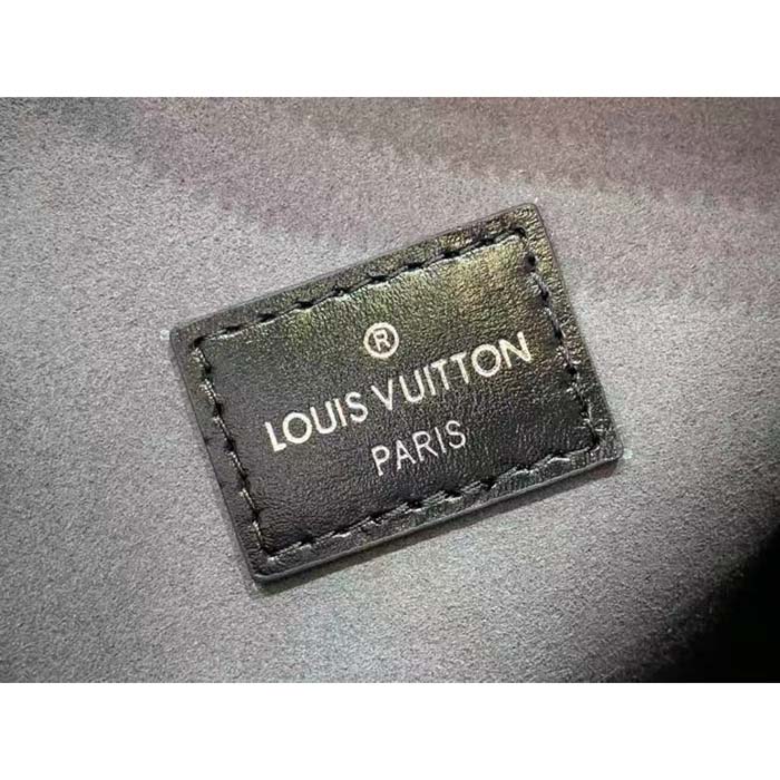 Louis Vuitton LV Women Side Trunk Handbag Gray Denim Textile Jacquard (2)