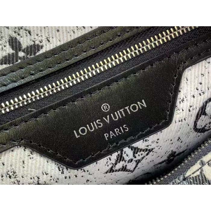 Louis Vuitton LV Women Speedy Bandoulière 25 Handbag Gray Denim Textile Jacquard (16)