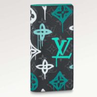 Louis Vuitton Unisex Brazza Wallet LV Graffiti Green Damier Graphite Canvas (2)