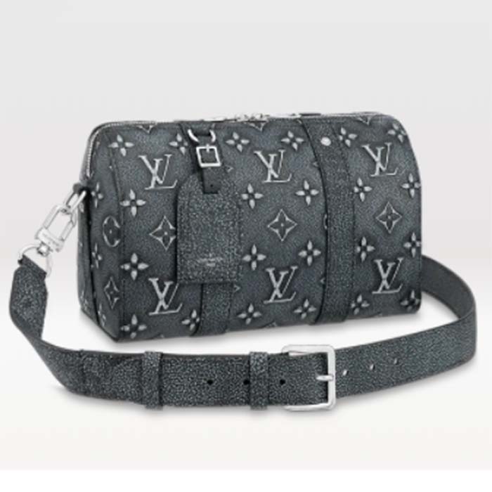 Louis Vuitton Unisex City Keepall Bag Black Charcoal Cowhide Leather
