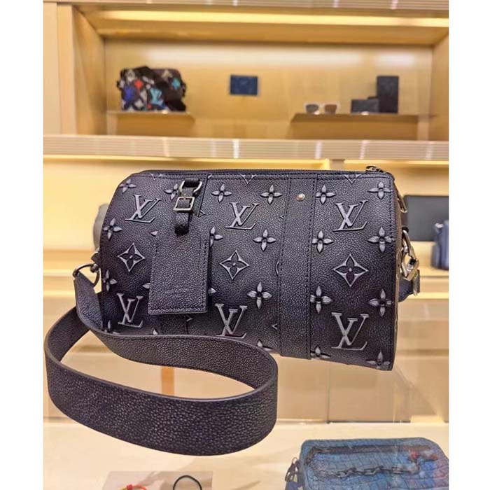 Louis Vuitton Unisex City Keepall Bag Black Charcoal Cowhide Leather (11)