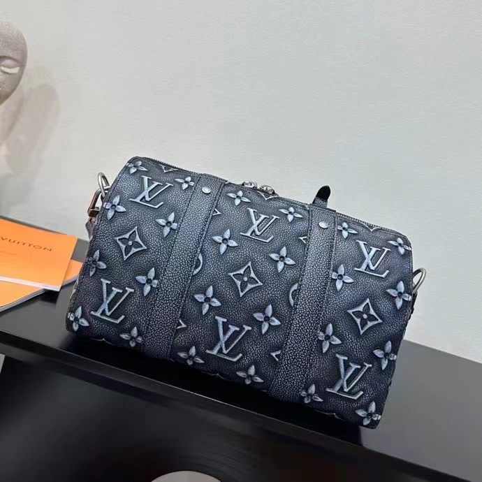 Louis Vuitton Unisex City Keepall Bag Black Charcoal Cowhide Leather (13)